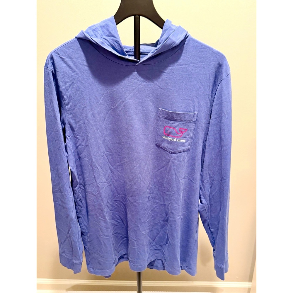 Vineyard Vines Whale Logo Graphic Knit Pullover Hoodie Blue Mens M 1V011111